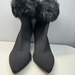 Adrienne vittadine nano Elegant Black Fur-Trimmed Women's Boots size 8M